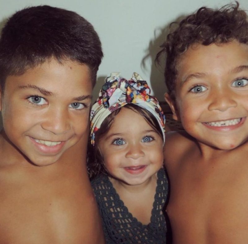 Brown eyed parents have 4 kids and they all have beautiful and unusual eye color