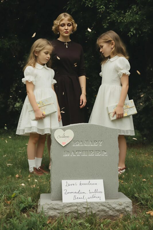 Girls visit their father's grave to show him their new dresses… and find two boxes with their names on them
