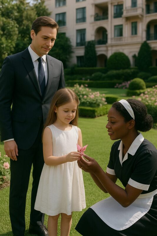 A ceo takes his mute daughter to a hotel garden and is stunned when a black housekeeper makes her speak