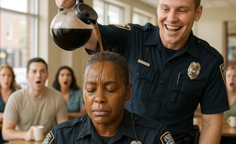 A ra.c.ist police officer mocked a middle-aged black woman after she spilled her coffee; Moments later, when he learned who she really was, his arrogance turned to fear—and he fell to his knees to apologize