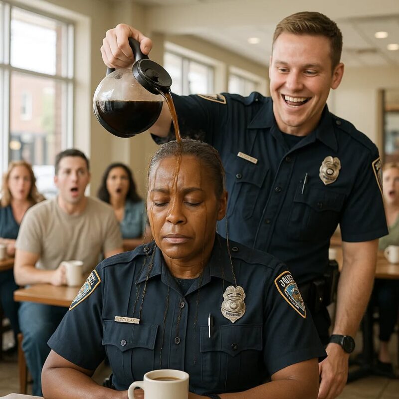 A ra.c.ist police officer mocked a middle-aged black woman after she spilled her coffee; Moments later, when he learned who she really was, his arrogance turned to fear—and he fell to his knees to apologize