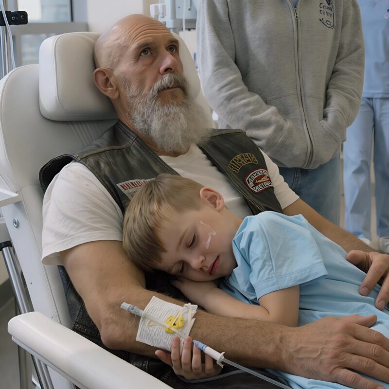 A 68-year-old biker, hospitalized, hears the cries of a little boy… and his gesture turns the whole room into an unexpected scene