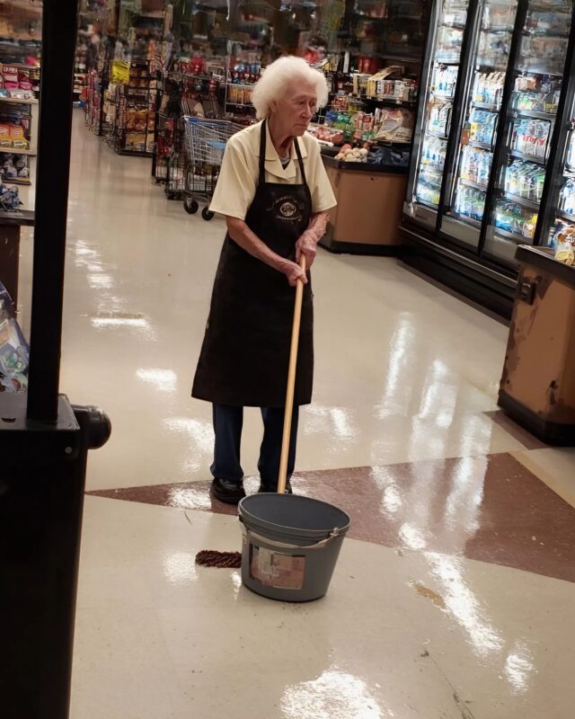 I stood up for an elderly cleaning lady at the supermarket… and the next day, I heard my name over the loudspeakers