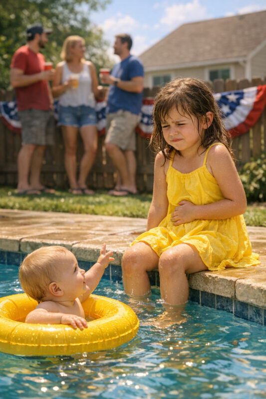 During a summer poolside party, a grandmother notices that her four-year-old granddaughter refuses water and eventually reveals a forbidden secret