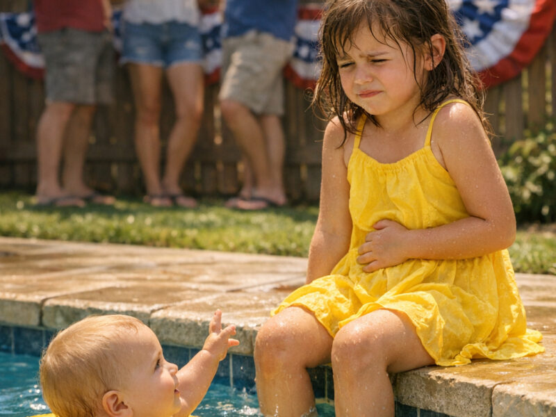 During a summer poolside party, a grandmother notices that her four-year-old granddaughter refuses water and eventually reveals a forbidden secret