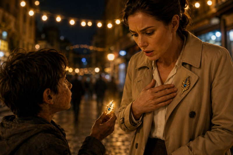 “Ma’am… that brooch looks like my mom’s,” the little boy in worn-out clothes who had been begging stared at my brooch before whispering… and what followed felt like a true miracle