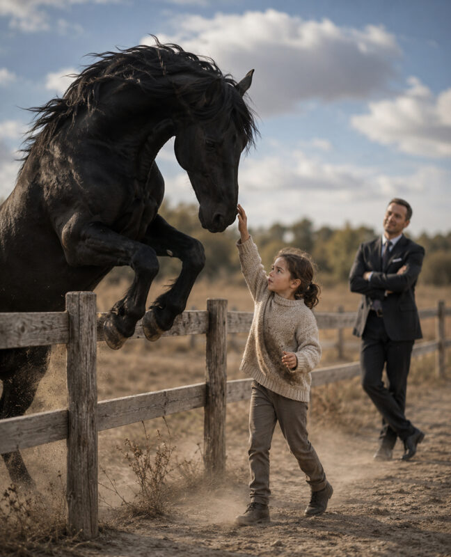 "Ten million dollars if you can stay on that beast for ten seconds!" the millionaire shouted with a mocking laugh... but what this little orphan girl did next left the proud millionaire completely speechless...