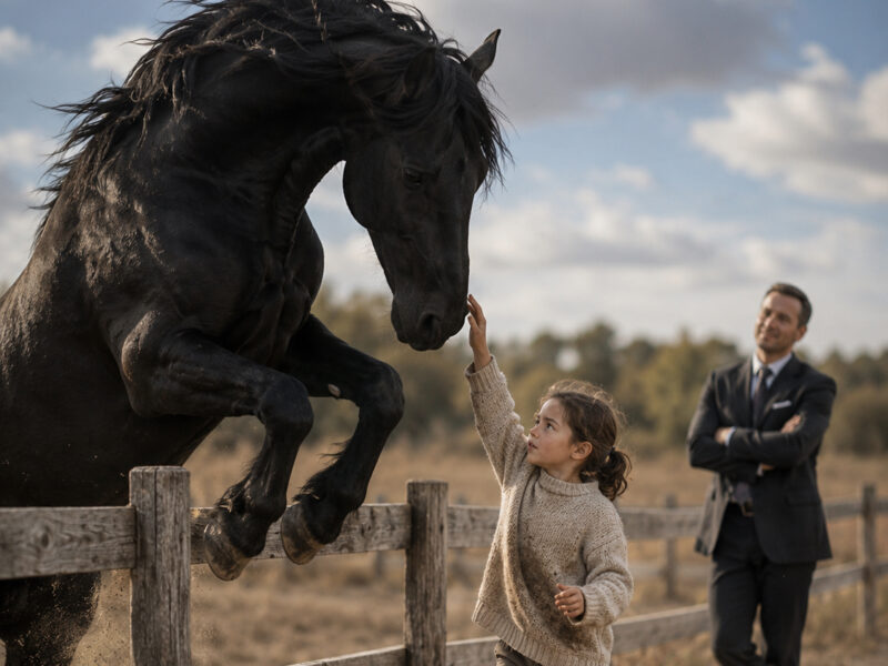 "Ten million dollars if you can stay on that beast for ten seconds!" the millionaire shouted with a mocking laugh... but what this little orphan girl did next left the proud millionaire completely speechless...