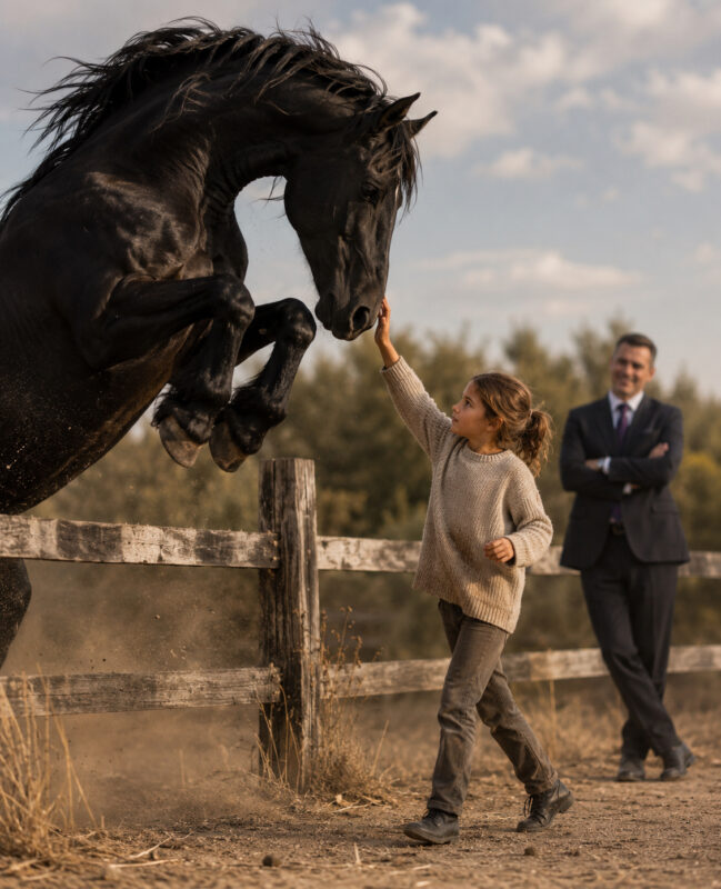 "Ten million dollars if you can stay on that beast for ten seconds!" the millionaire shouted with a mocking laugh... but what this little orphan girl did next left the proud millionaire completely speechless...
