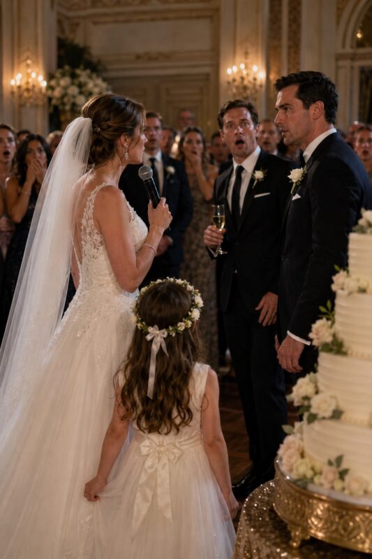 My five-year-old daughter gently tugged on my wedding dress and whispered in my ear, “Mommy, I saw the new daddy and uncle Peter doing something bad…” what I did next left 200 guests speechless