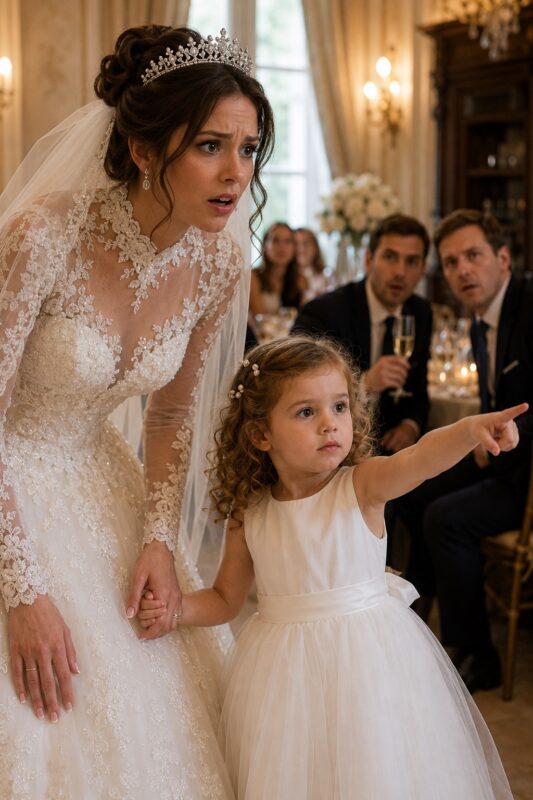 My five-year-old daughter gently tugged on my wedding dress and whispered in my ear, “Mommy, I saw the new daddy and uncle Peter doing something bad…” what I did next left 200 guests speechless