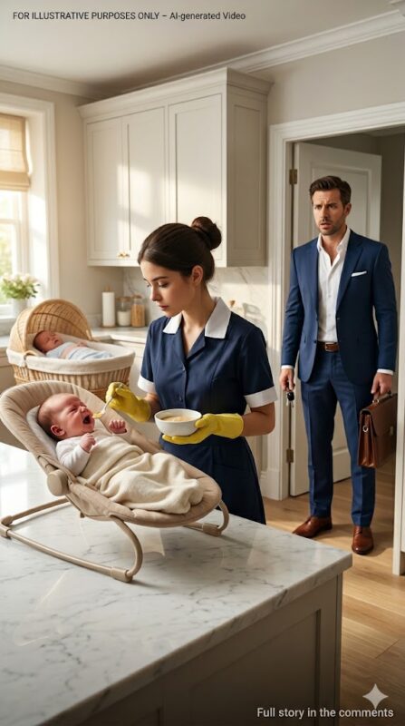 The billionaire returned home just before sunrise... and froze in shock when he saw the new housekeeper feeding his newborn twin sons in the kitchen; what happened next completely shattered him...