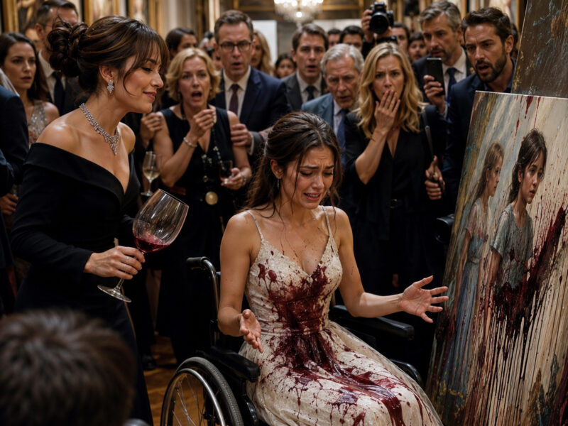 In front of the entire Louvre, she humiliated a young orphaned woman in a wheelchair by ruining her dress and her artwork… minutes later, no one dared say a word
