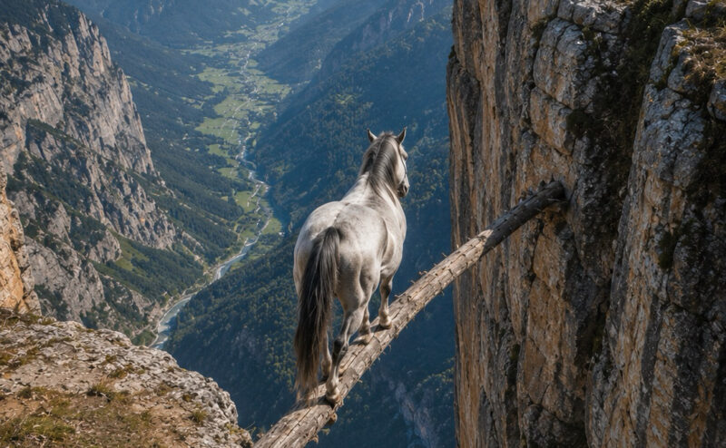 Everyone believed this horse was about to die before their eyes... But no one knew why he was risking his life on that cliff