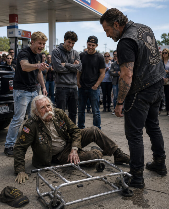 The thugs walked up and started mocking a 78-year-old veteran in front of everyone... But when a biker saw what was happening, he stepped in—and what he did left everyone there in complete shock...