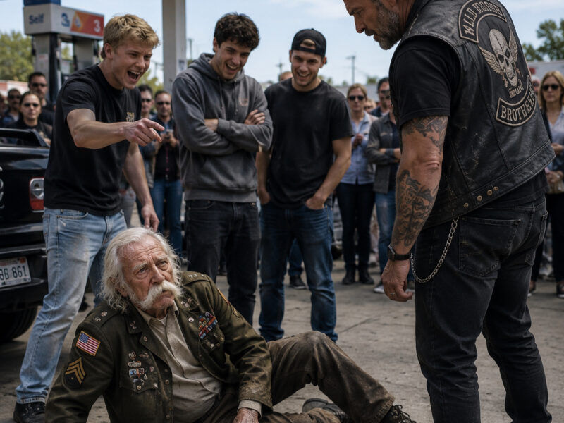 The thugs walked up and started mocking a 78-year-old veteran in front of everyone... But when a biker saw what was happening, he stepped in—and what he did left everyone there in complete shock...