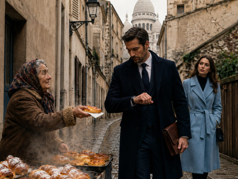 As he hurried to an important business meeting, a successful businessman accepted the warm apple turnover an elderly street vendor held out to him. One bite was enough to stop him in his tracks… When she pulled an old photograph from her basket, his phone slipped from his hands