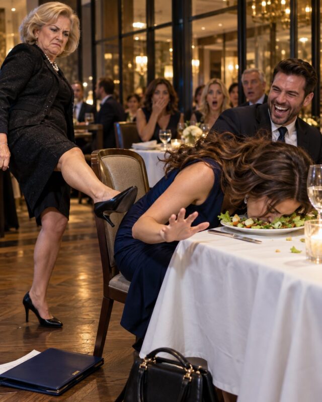My mother-in-law shoved my face into my plate, so I smiled… then I did something that changed the entire evening…
