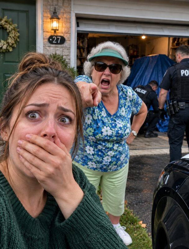 My neighbor reported me to the homeowners’ association because I had painted my front door dark green... A few days later, a police officer was scrolling through the footage from my security camera when he suddenly said just one thing to me: “Stop the video right now! What’s in her garage?”