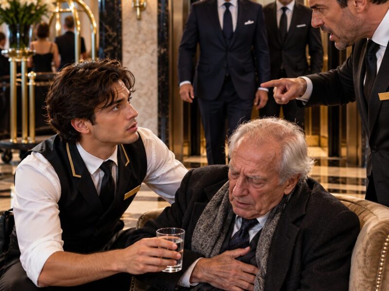 He helps an elderly man in distress and is brutally fired on the spot… minutes later, two executives step out of the private elevator
