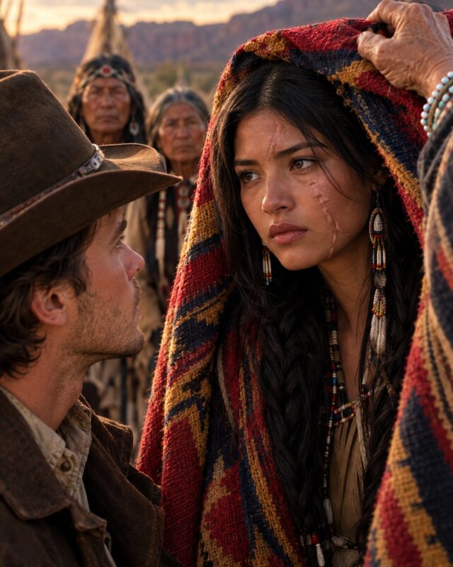 Every apache warrior had refused to marry her, but this white rancher agreed without seeing her face… until the blanket was lifted